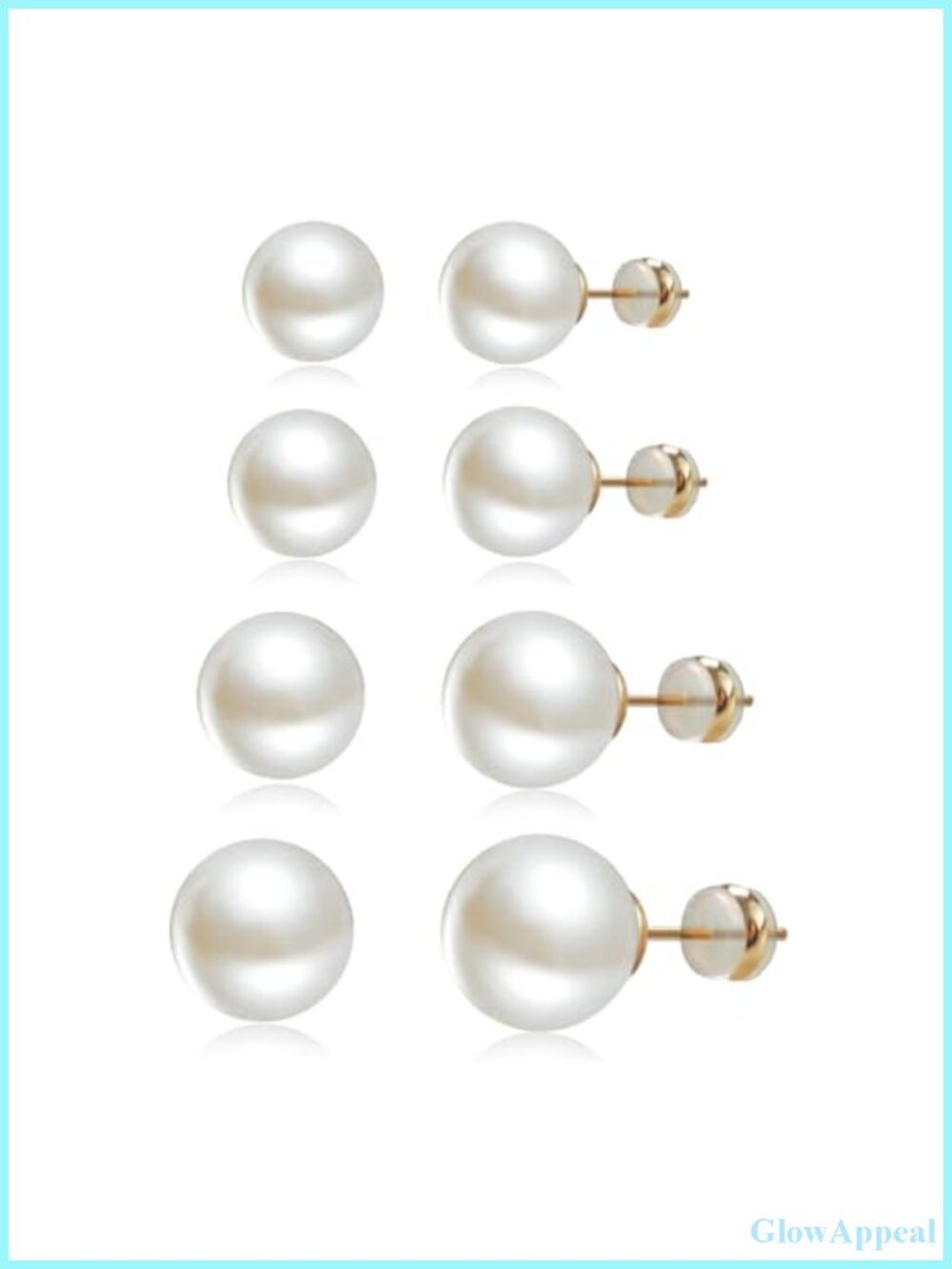 4 Pairs Pearl Stud Earrings Sterling Silver Earring Set Hypoallergenic